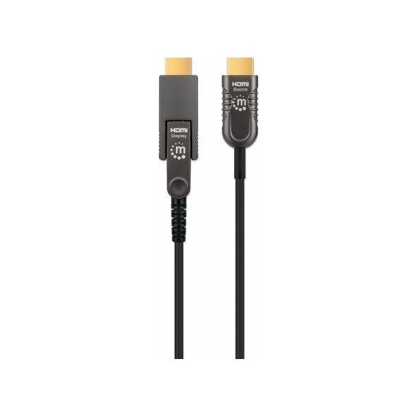 Kabel Manhattan MANHATTAN Aktives HDMI-Glasfaserkabel mit abnehmbarem Stecker 4K60Hz UHD HDMI-Stecker auf Micro-HDMI/HDMI-Stecker 50m HEC ARC