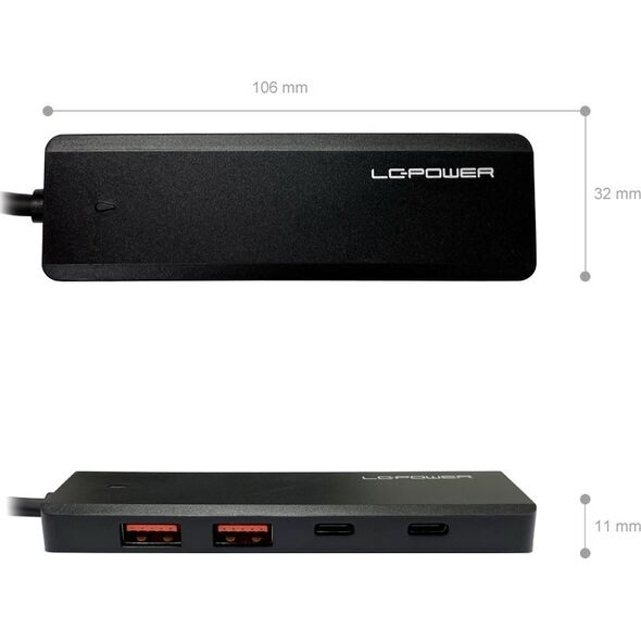 HUB USB LC-Power LC-Power LC-HUB-U3-4-C 2xUSBA 1XUSB-C Black retail