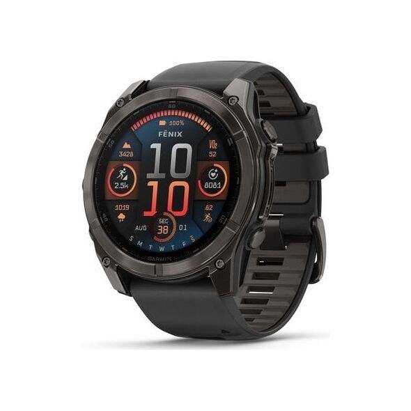 Ρολόι Garmin fēnix® 8 – 51mm AMOLED Sapphire Carbon grey DLC με μαύρο/γκρι σιλικόνης λουράκι
