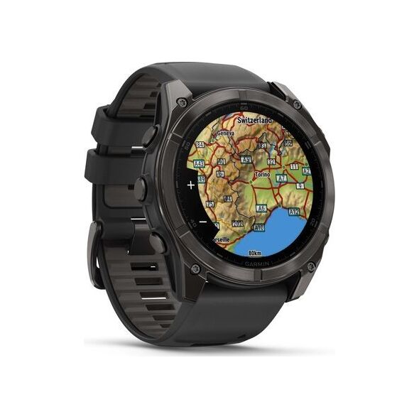 Ρολόι Garmin fēnix® 8 – 51mm AMOLED Sapphire Carbon grey DLC με μαύρο/γκρι σιλικόνης λουράκι