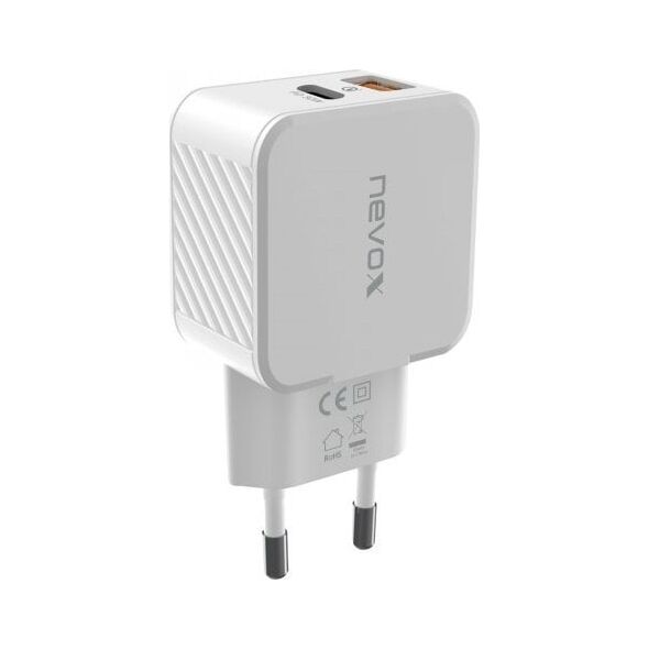 Φορτιστής Nevox nevox 30W USB-C + USB QC 3.0 Power Adapter λευκό