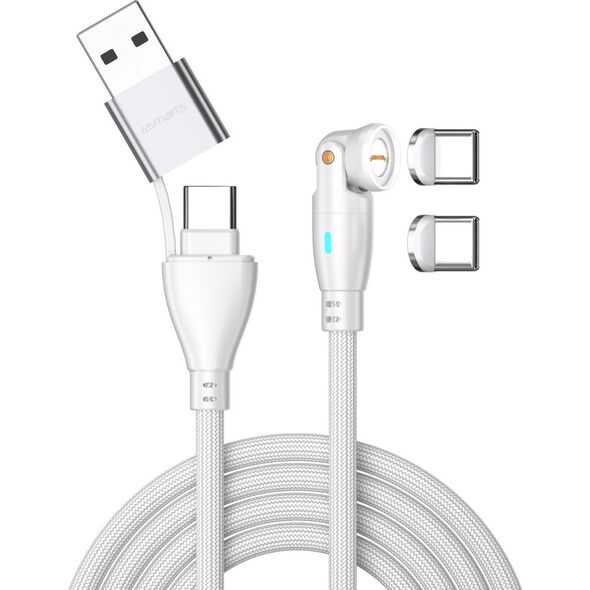 Καλώδιο USB 4smarts 4smarts USB-C/A 540° Μαγνητικό Καλώδιο GravityCord 100W 1,8m λευκό