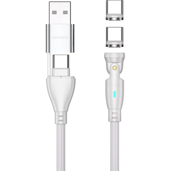 Καλώδιο USB 4smarts 4smarts USB-C/A 540° Μαγνητικό Καλώδιο GravityCord 100W 1,8m λευκό