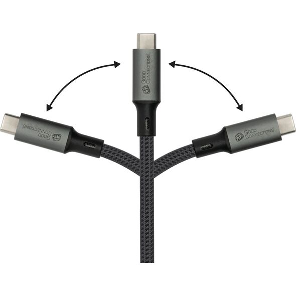 Καλώδιο USB TRITON GoodConnections USB-C 4.0 (ST-ST) 1,8m Καλώδιο σύνδεσης Υφασμάτινο περίβλημα 100W 8K 30Hz Ανθρακί