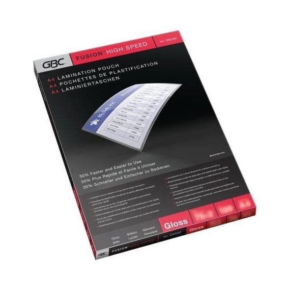 GBC GBC Υψηλής Ταχύτητας Θήκη Πλαστικοποίησης A4 2x100 Μικρόν, Διαφανής, Γυαλιστερή, A4, 0.2 mm, Κίνα, 216 mm