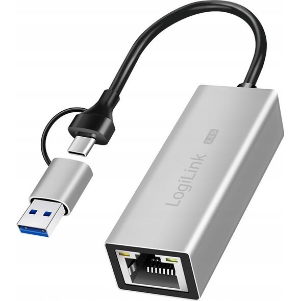 Adapter USB LogiLink LogiLink USB-A/-C auf 2,5G Ethernet-Netzwerkadapter grau
