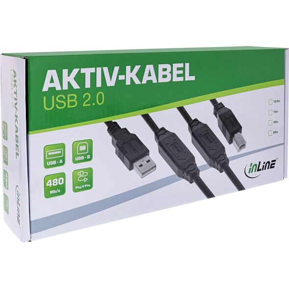 Kabel USB Vision INLINE USB 2.0 Aktivkabel mit Signalverstaerkung St A an St B 20m