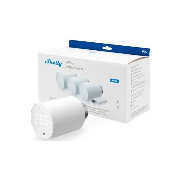 Shelly Plug & Play "3x Blu TRV & Blu Gateway Gen3" Heizkörperthermostat + Gateway