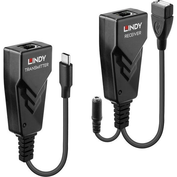 Lindy 43390 przedłużacz sieciowy Nadajnik i odbiornik sieci Czarny