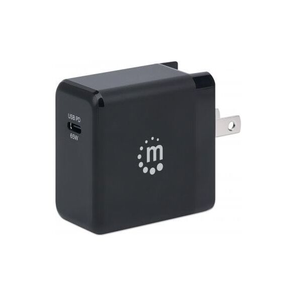 MANHATTAN GaN Power Delivery USB-Ladegeraet USB-Netzteil USB-C PD-Port bis 65W auswechselbare Stecker fuer EU, UK und US