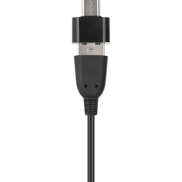 MANHATTAN Lautsprecher f�r PC und Laptop 2600 Series zwei verbundene Lautsprecher 1,4 m USB-Kabel USB-C/USB-A-Adapter schwarz/silber