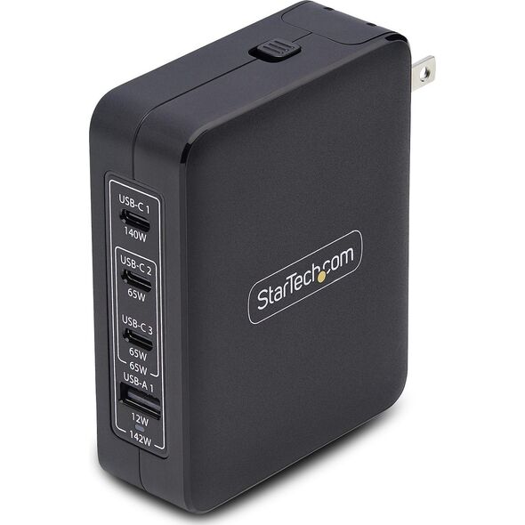 STARTECH.COM 140W USB-C-Wandladeger�t 3x USB-C/1x USB-A PD 3.1 Internationaler GaN-Ladeger�t fur MacBook/Dell XPS/Inspiron