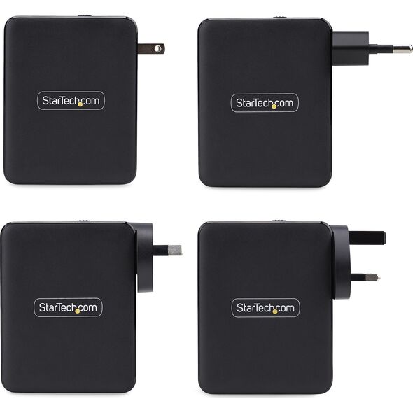 STARTECH.COM 140W USB-C-Wandladeger�t 3x USB-C/1x USB-A PD 3.1 Internationaler GaN-Ladeger�t fur MacBook/Dell XPS/Inspiron
