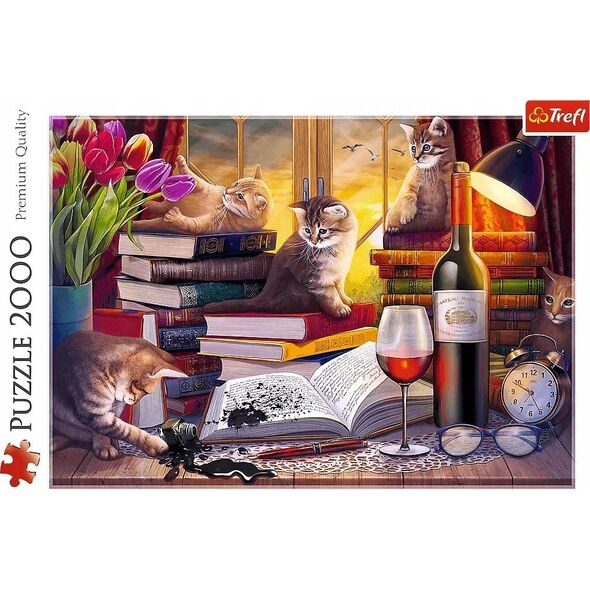 Puzzle 2000 elementów Koci wieczór