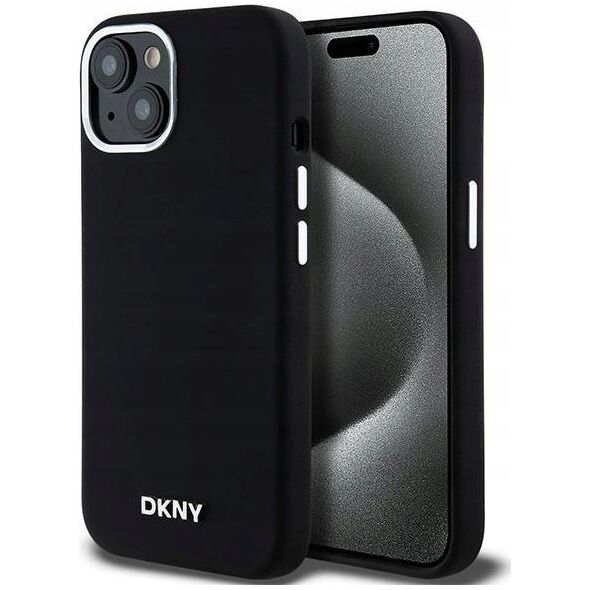 DKNY DKNY Liquid Silicone Small Metal Logo MagSafe - Etui iPhone 15 / 14 / 13 (czarny)