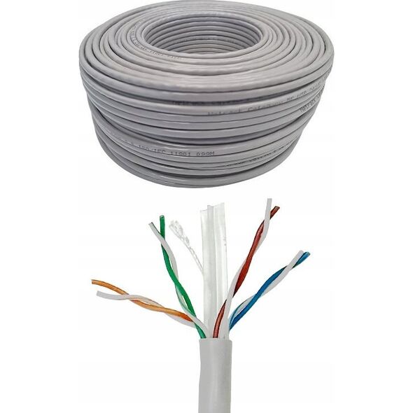 Kabel sieciowy skrętka LAN Netrack cat 6 UTP, szary, 305m , CCA