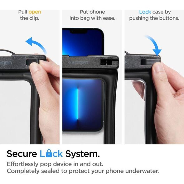 Spigen SPIGEN A610 UNIVERSAL WATERPROOF FLOAT CASE 2-PACK BLACK