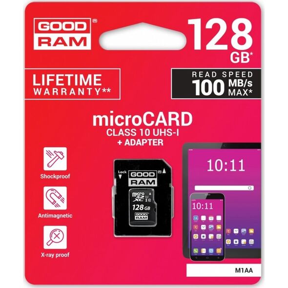 Karta GoodRam MicroSDXC 128 GB Class 10 UHS-I/U1  (M1AA-1280R12                   )