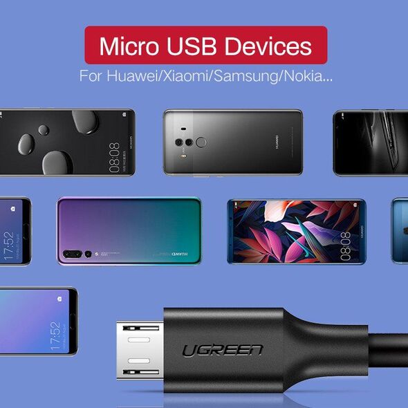 Kabel USB Ugreen USB-A - microUSB 1.5 m Czarny (60137)