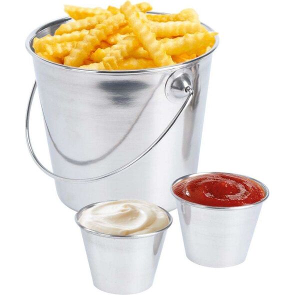 Excellent Houseware Wiaderko na FRYTKI przystawki przekąski + 2x miseczka na sosy dipy