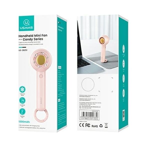 Wentylator Usams USAMS Wiatrak ręczny Mini 1200mAh Candy Series różowy/pink ZB251FS02 (US-ZB251)