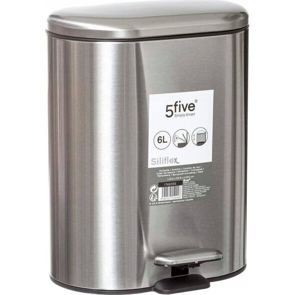 Kosz na śmieci 5five Kosz na śmieci z pedałem SILIFLEX, 6 L, inox