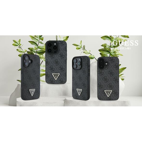Guess Guess GUHCP16XP4TDPK iPhone 16 Pro Max 6.9" czarny/black hardcase Leather 4G Triangle Strass MagSafe