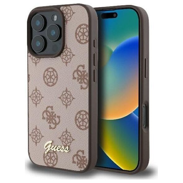 Guess Guess GUHMP16XPGPYSW iPhone 16 Pro Max 6.9" brązowy/brown hardcase Peony Script MagSafe