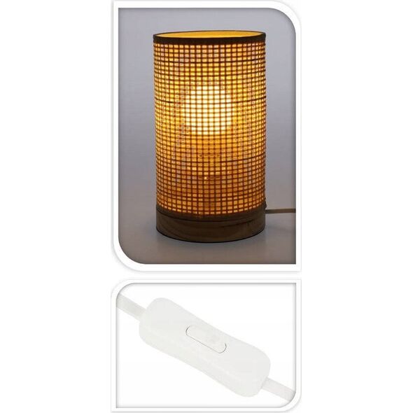 Home Styling Collection Lampa stołowa bambus, tuba, podstawa z drewna sosnowego, 13 x 23 cm