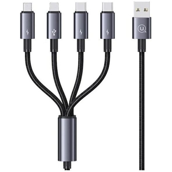 Kabel USB Usams USAMS Kabel 4w1 2xUSB-C/Lightning/MicroU SB 15W 1,2m Aluminum Alloy Data Cable Sufeng Series SJ739USB101 (US-SJ739)