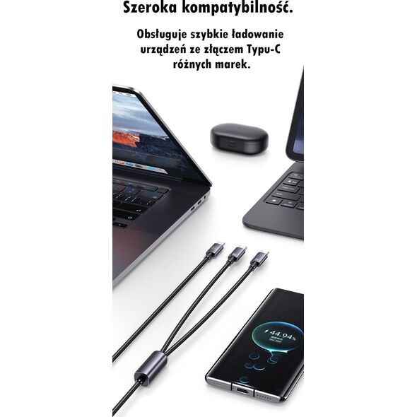 Kabel USB Usams USAMS Kabel 2w1 2xUSB-C 72W 1,2m          Aluminum Alloy Data Cable Sufeng Series SJ740USB101 (US-SJ740)