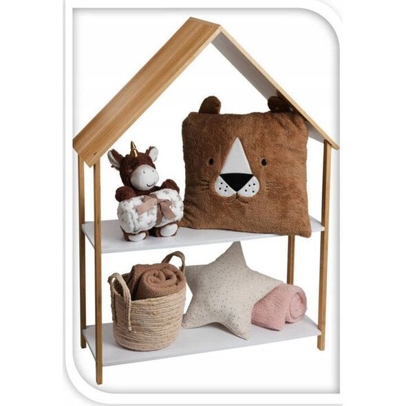 Regał do pokoju dziecka domek, bambus i MDF, 80 x 30 x 108 cm