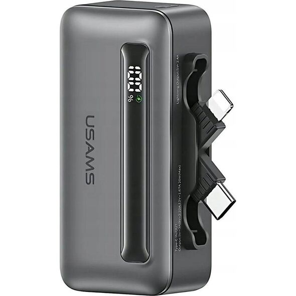 Powerbank USAMS US-CD233 4500mAh USB-C, Lightning 20W PD Fast Charge szary/tarnish