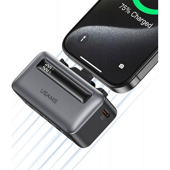 Powerbank USAMS US-CD233 4500mAh USB-C, Lightning 20W PD Fast Charge srebrny/silver