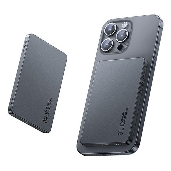 Powerbank z ładowaniem bezprzewodowym USAMS US-CD231 5000mAh 20W PD Fast Charge tytanowy/titanium