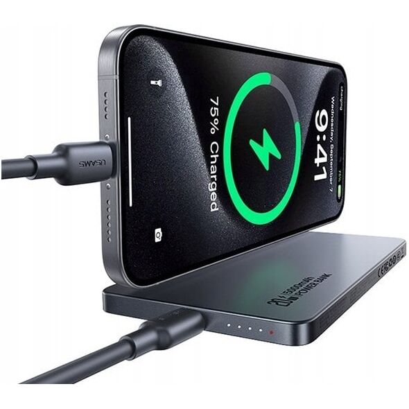 Powerbank z ładowaniem bezprzewodowym USAMS US-CD231 5000mAh 20W PD Fast Charge szary/tarnish