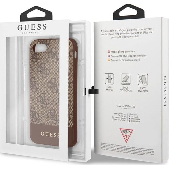 Guess Guess 4G Bottom Stripe Collection - Etui iPhone SE 2020 / 8 / 7 (brązowy) uniwersalny