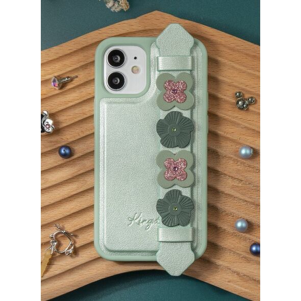 Kingxbar Kingxbar Sweet Series żelowe etui ozdobione oryginalnymi Kryształami Swarovskiego z podstawką iPhone 12 mini zielony uniwersalny