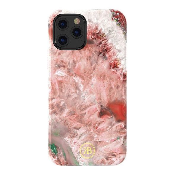 Kingxbar Kingxbar Agate Series eleganckie etui pokrowiec z nadrukiem agat iPhone 12 mini czerwony uniwersalny