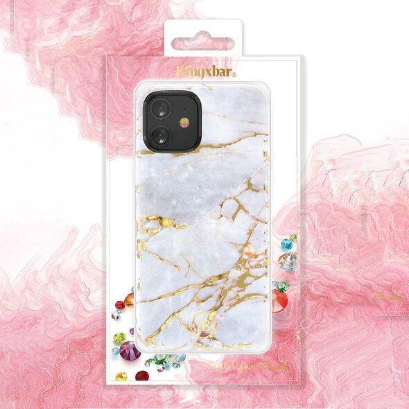 Kingxbar Kingxbar Agate Series eleganckie etui pokrowiec z nadrukiem agat iPhone 12 mini czerwony uniwersalny