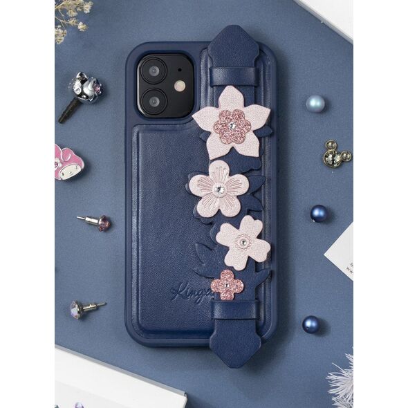 Kingxbar Kingxbar Sweet Series żelowe etui ozdobione oryginalnymi Kryształami Swarovskiego z podstawką iPhone 12 Pro Max niebieski