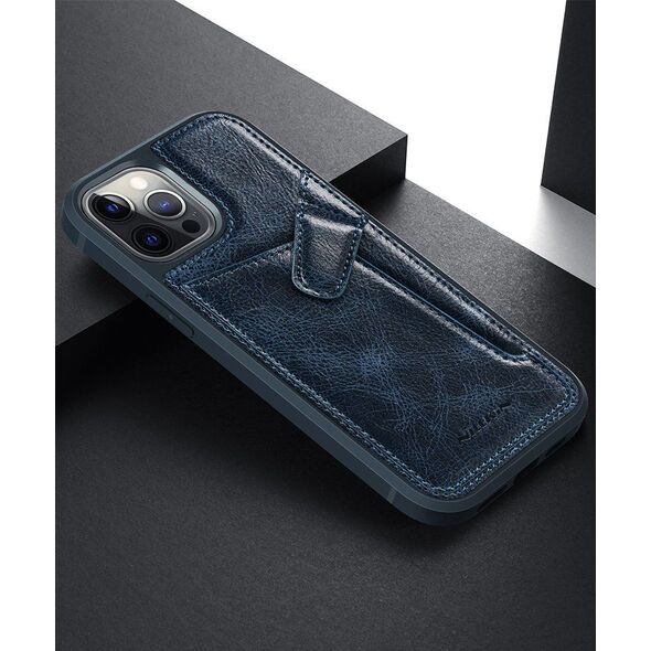 Nillkin Nillkin Aoge Leather Case elastyczne pancerne etui z prawdziwej skóry z kieszonką iPhone 12 mini czarny