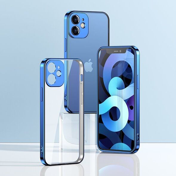 Joyroom Joyroom New Beauty Series ultra cienkie przezroczyste etui z metaliczną ramką do iPhone 12 Pro Max niebieski (JR-BP744)