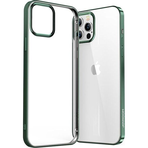 Joyroom Joyroom New Beautiful Series ultra cienkie przezroczyste etui z metaliczną ramką do iPhone 12 Pro Max zielony (JR-BP796)