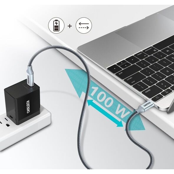 Kabel USB Choetech USB-C - USB-C 1.8 m Srebrny (6971824973099)