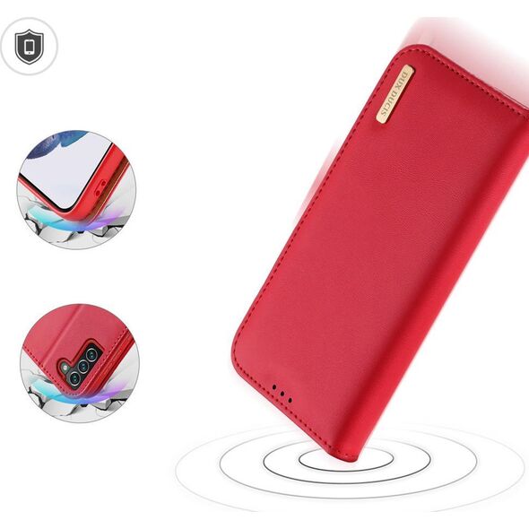 Dux Ducis Dux Ducis Hivo skórzane etui z klapką pokrowiec ze skóry naturalnej portfel na karty i dokumenty Samsung Galaxy S22+ (S22 Plus) czerwony