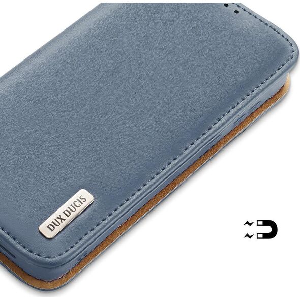Dux Ducis Dux Ducis Hivo skórzane etui z klapką pokrowiec ze skóry naturalnej portfel na karty i dokumenty Samsung Galaxy S22+ (S22 Plus) niebieski