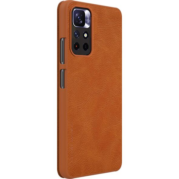 Nillkin Nillkin Qin Case etui do Xiaomi Poco M4 Pro 5G osłona na aparat kabura pokrowiec obudowa z klapką brązowy