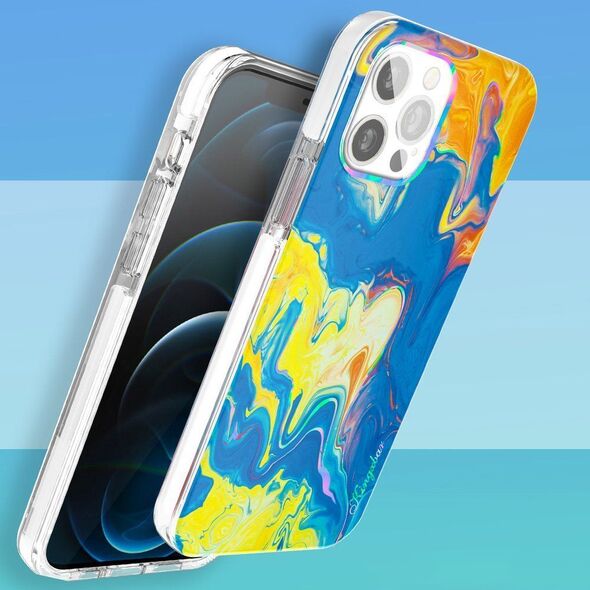 Kingxbar Kingxbar Watercolour Series kolorowe etui do iPhone 12 Pro Max żółtoniebieski