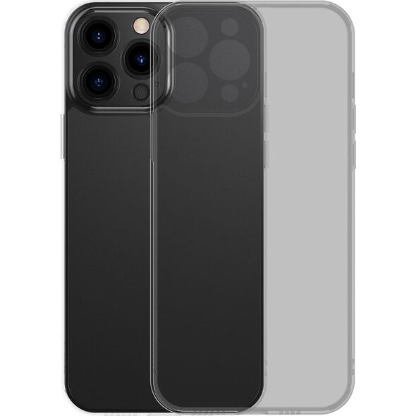 Baseus Baseus Frosted Glass Case etui pokrowiec do iPhone 13 Pro sztywna obudowa z żelową ramką czarny (ARWS000401)